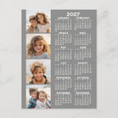 2027年カレンダー 4枚フォトコラージュ グレー ポストカード (正面)