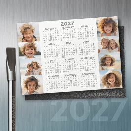 2027年カレンダー - 8枚の写真 - グレー白マグネット