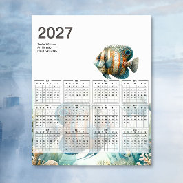 2027年トロピカルフィッシュ水生海洋アートカレンダー ポスター