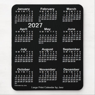 2027年ネオンホワイトラージプリントカレンダー(Janz) マウスパッド