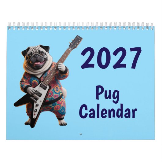 2027年パグ犬カレンダー カレンダー (カバー)