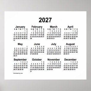 2027年ホワイトカレンダー / Janz Print ポスター