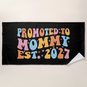 2027年ママになる Promoted To Mommy Est 2027 新米ママ 妊娠発表 ビーチタオル