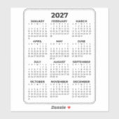 2027年ミニマルカレンダーラップトップ シール (シート)