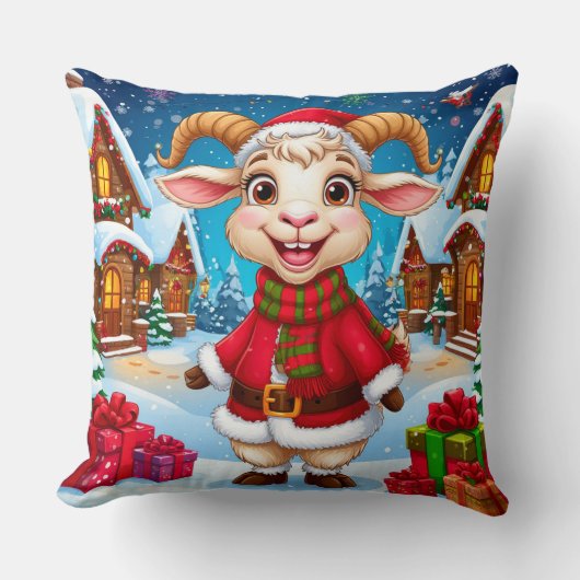 🐐 2027年ヤギ年クリスマスヤギギフト クッション (正面)
