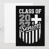 2027年上級クラス キリスト教 アメリカ国旗 卒業 招待状 (正面/裏面)