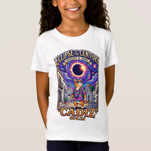 2027年世紀の皆既日食 カディス キッズTシャツ Tシャツ (正面)