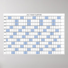 2027年全体を見るシンプルな壁掛けプランナーカレンダー ポスター