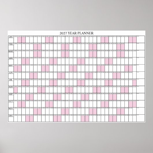 2027年全体カレンダー シンプルな壁掛けプランナー ポスター (正面)