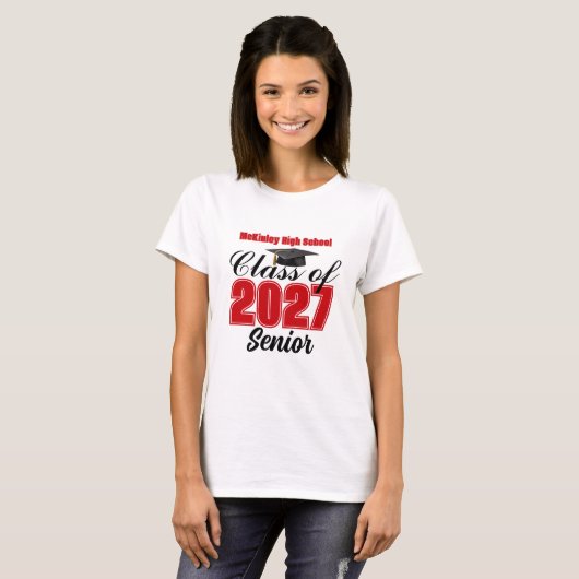 2027年卒レッド女子高生 Tシャツ (正面フル)
