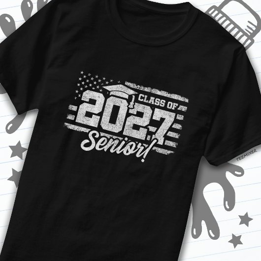 2027年卒業アメリカ国旗シニアクラス2027 Tシャツ