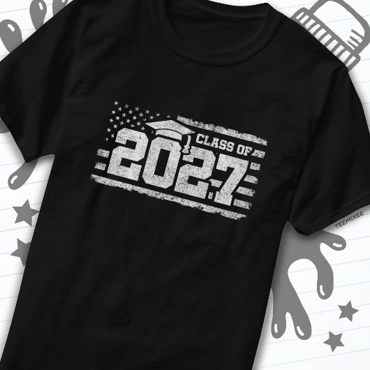 2027年卒業アメリカ国旗シニアクラス2027 Tシャツ