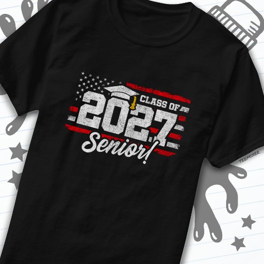 2027年卒業アメリカ国旗シニアクラス2027 Tシャツ