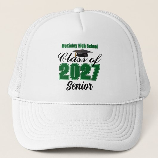 2027年卒業クラス グリーン カスタムハイスクール キャップ (正面)