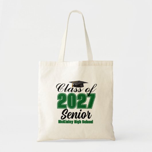 2027年卒業クラス グリーン カスタム ハイスクール シニア トートバッグ (正面)