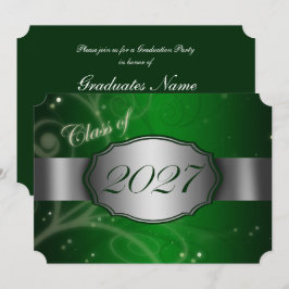 2027年卒業パーティー グリーンとシルバー 招待状