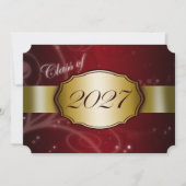 2027年卒業パーティー 赤と金 招待状 (正面)