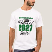 2027年卒業予定の緑のクラス カスタムハイスクール Tシャツ (正面)