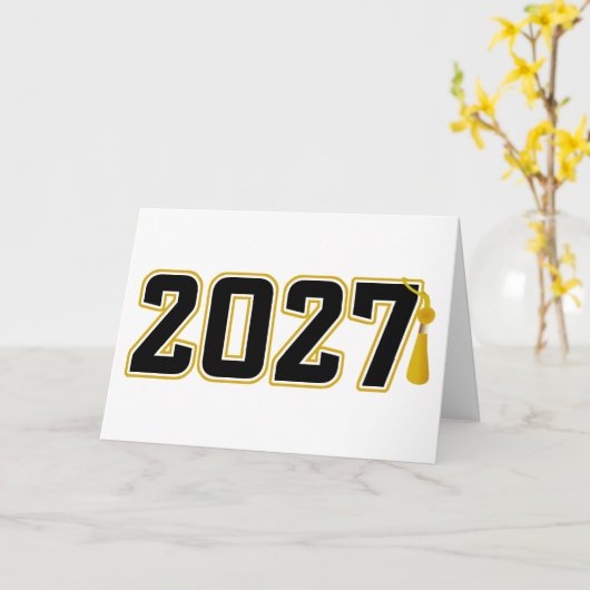 2027年卒業式レターマン カード (黄色い花)