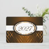 2027年卒業式招待状(ブラウンとホワイト) 招待状 (スタンド正面)