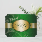 2027年卒業式 グリーンとゴールド 招待状 (スタンド正面)