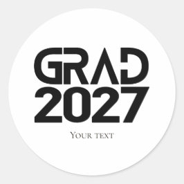 2027年卒業式 ブラック ホワイト ミニマリスト ラウンドシール