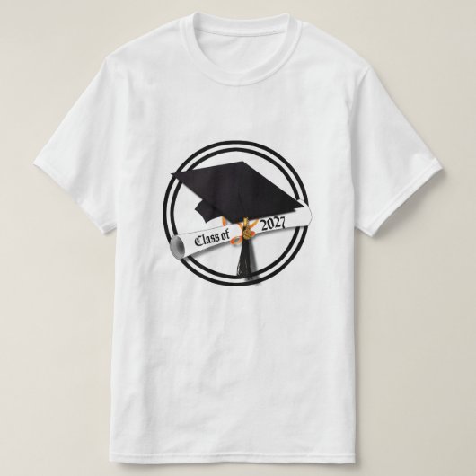 2027年卒業式・卒業者 ディプロマデザイン Tシャツ (デザイン正面)