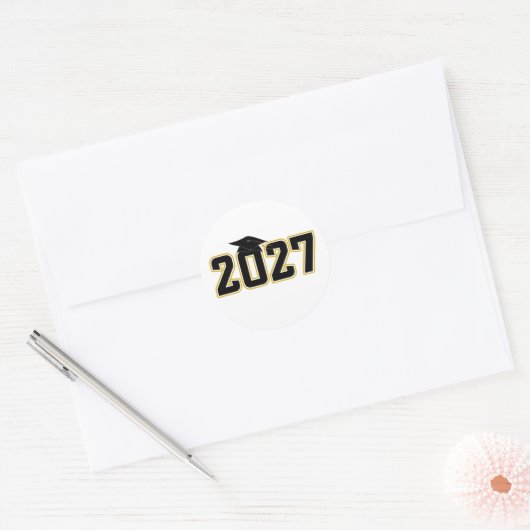 2027年卒業式・卒論おめでとう ラウンドシール (封筒)