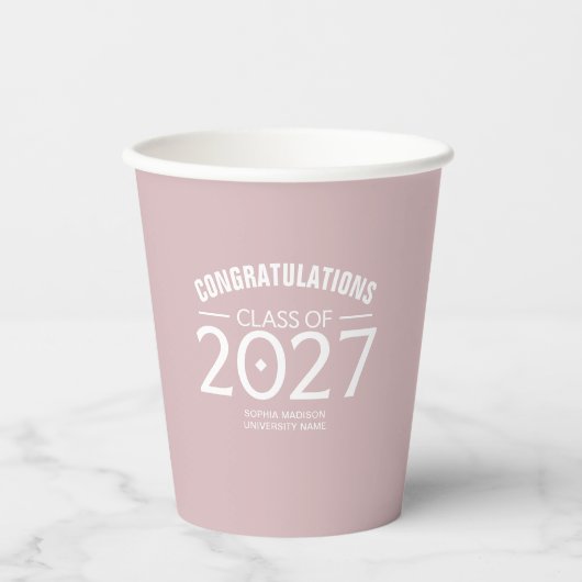 2027年卒業 おめでとう ボールド 紙コップ (正面)