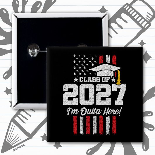 2027年卒業 アメリカ国旗クラス 缶バッジ