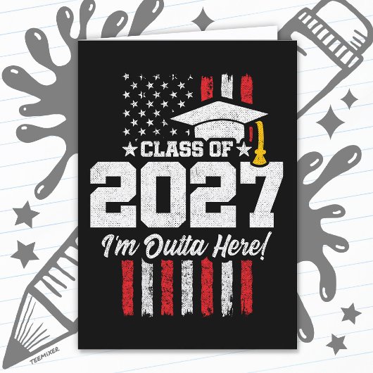 2027年卒業 アメリカ国旗 シニアクラス カード