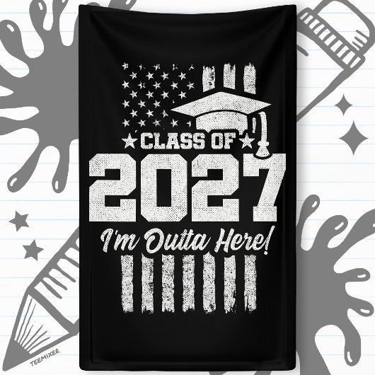 2027年卒業 アメリカ国旗 シニアクラス 横断幕