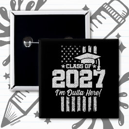 2027年卒業 アメリカ国旗 シニアクラス 缶バッジ