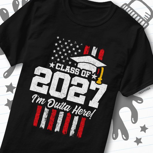 2027年卒業 アメリカ国旗 シニアクラス Tシャツ