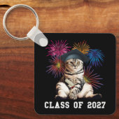 2027年卒業 猫好き キーホルダー (正面)