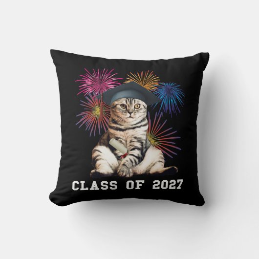 2027年卒業 猫好き クッション (正面)
