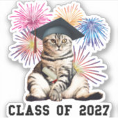 2027年卒業 猫好き シール (正面)