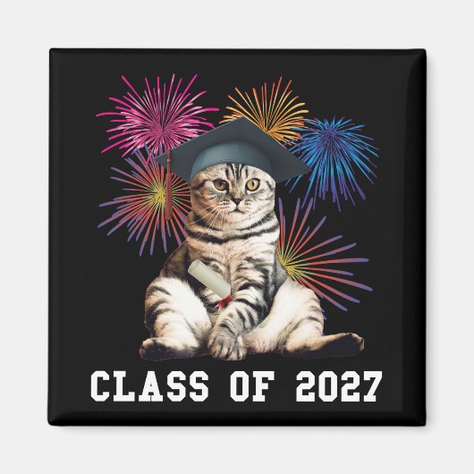 2027年卒業 猫好き マグネット (正面)