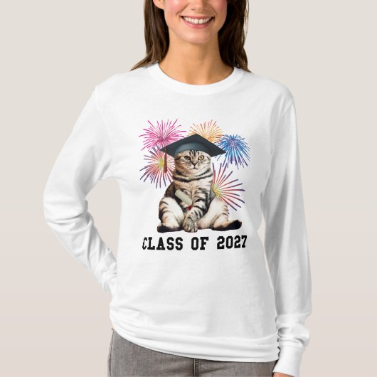 2027年卒業 猫好き Tシャツ (正面)