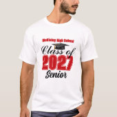 2027年卒業 赤 高校 シニア カスタムデザイン Tシャツ (正面)