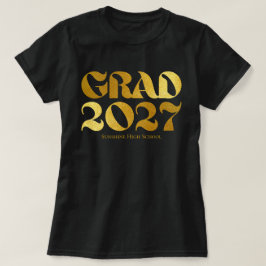 2027年卒業 黒とゴールドのタイポグラフィー Tシャツ