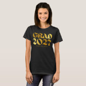 2027年卒業 黒とゴールドのタイポグラフィー Tシャツ (正面フル)