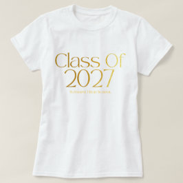 2027年卒業 黒と金のタイポグラフィー Tシャツ