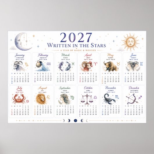2027年占星術壁掛けカレンダーポスター ポスター (正面)