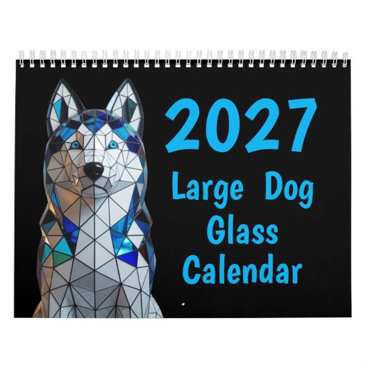 2027年大型犬ガラスカレンダー カレンダー (カバー)