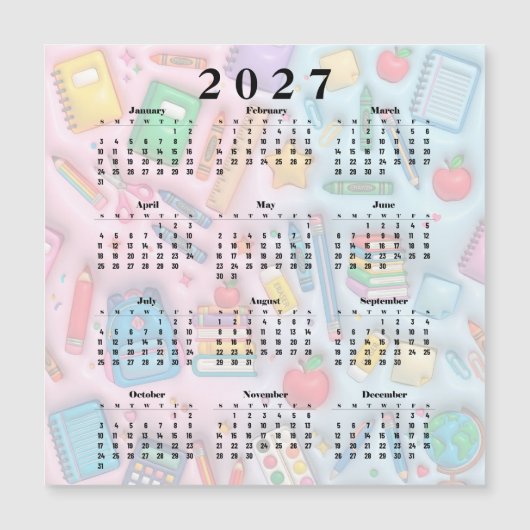 2027年学校カレンダー (正面)