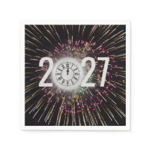 2027年年越しの月時計と花火