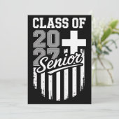 2027年度上級クラス キリスト教 アメリカ国旗 卒業 案内状 (スタンド正面)