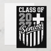 2027年度上級クラス キリスト教 アメリカ国旗 卒業 案内状 (正面/裏面)