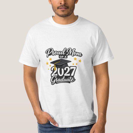 2027年度卒業生の誇り高い母親 2027年度卒業生のキャップデザイン Tシャツ (正面)